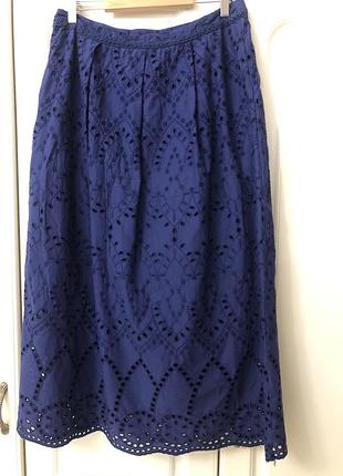 Спідниця синього кольору з прошви, котонова розмір l