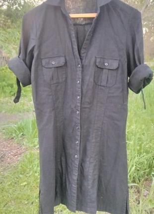 Туника льняная черная