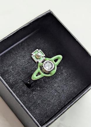 Кольцо silver green vivienne 3