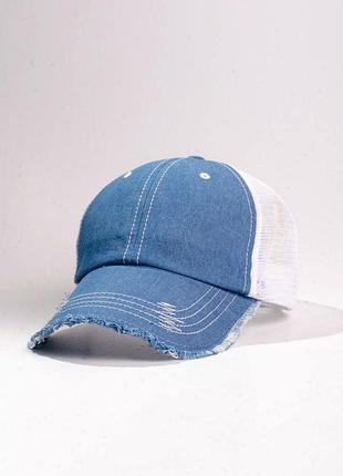 Бейсболка trucker jeans cap elite (джинс/біла сітка), р. 57–58