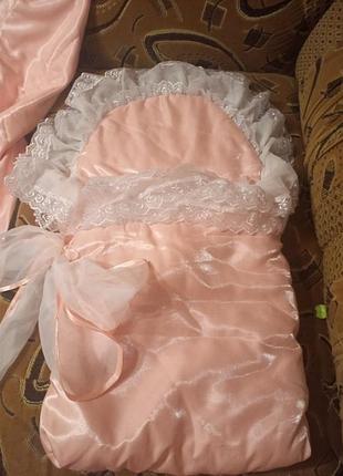 Конверт для выписки из роддома, и уголок – розовый