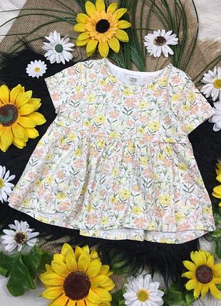 Квіткова футболочка на 9-12 міс