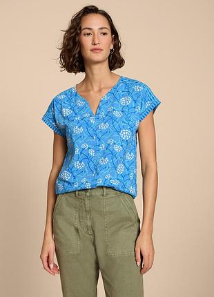 Футболка nelly notch neck cotton tee с принтом от white stuff