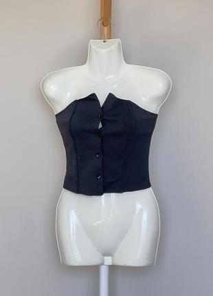 Топ корсетного типа черный m prettylittlething