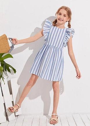 Крута легка стильна сукня в смужку на дівчинку 7р shein