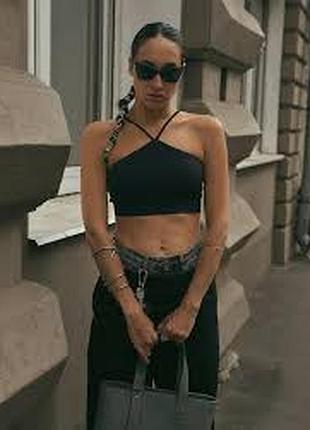 Бавовоняний топ в рубчик zara
