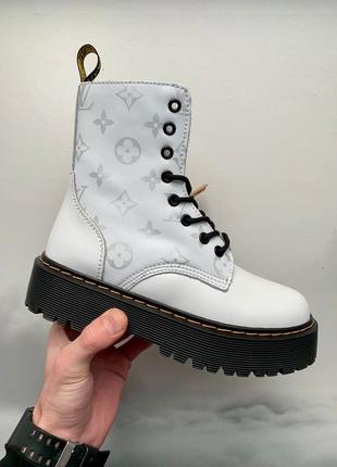 Dr. martens jadon x louis vuitton white fur ботинки черевики