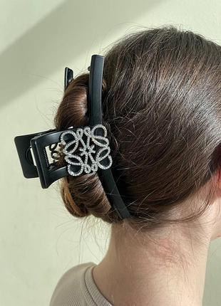 Краб для волосся чорного кольору з камінцями