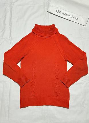 Детский красный свитер с горлом, вязаный джемпер для девочки, теплая кофта