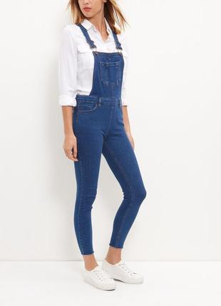Синие джинсы скинни комбинезон джинсовый