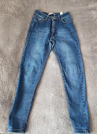 Джинсы женские хлопок и эластан 27 высокая посадка, длина 91, талия33-36, бедра43+