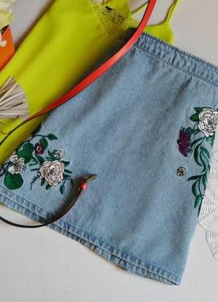 Юбка джинсовая с вышивкой h&amp;m