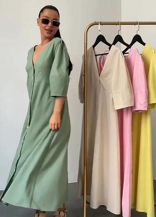 Платье лен длинное