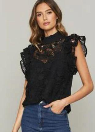 Женская кружевная летняя блуза, черная блузка кружево lipsy