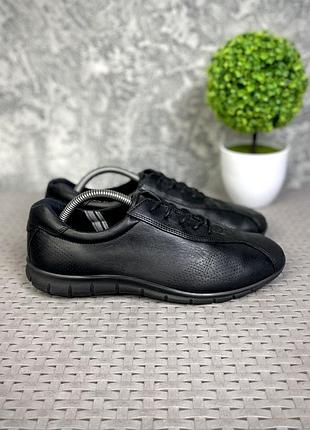 Ecco кроссовки кеды 39 размер кожаные черные оригинал