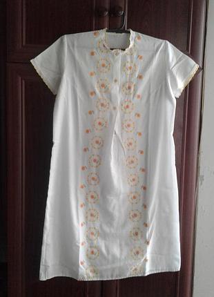 Ночная рубашка ,сорочка молочного цвета с вышивкой huber батал
