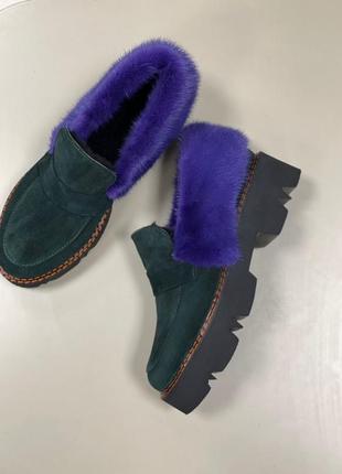 Лофери з італійської замші натуральна норка