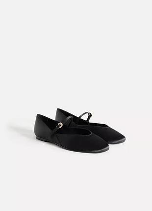 Балетки жіночі чорні атласний ефект zara new