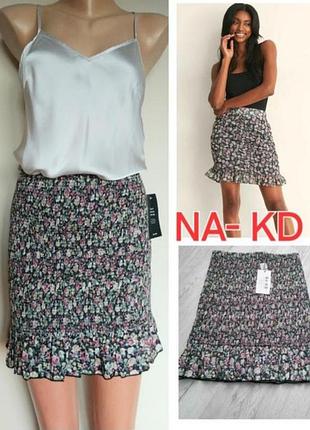 Красивая хлопковая юбка,цветочный принт, na-kd