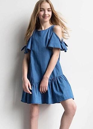 Платье на девочку подростка zara лиоцил джинс 164 см 13-14 лет