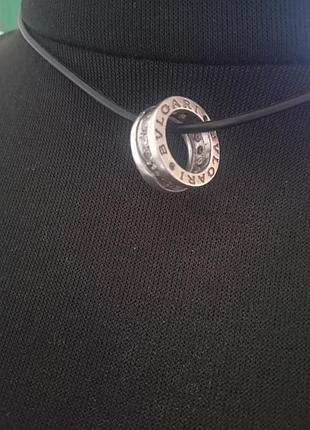 Bulgari. серебряный подвес с цирконом