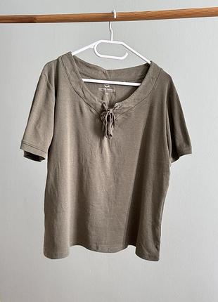 Жіноча котонова футболка хакі