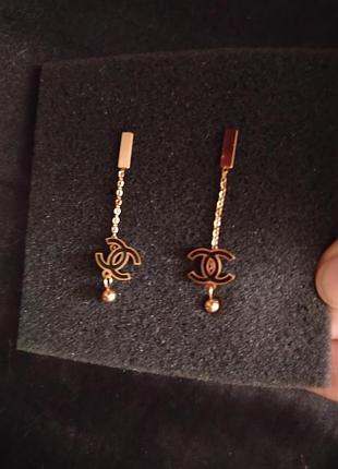 Серьги протяжки подвески  chanel xuping