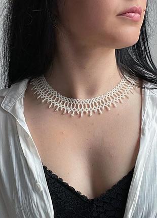 Силянка тоненька однотонна чорна, молочний чокер