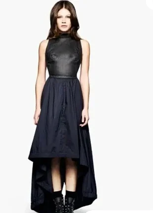 G-star raw midnight kalahari платье женское xs черный  лиф высокий асимметричный подол xs  новое