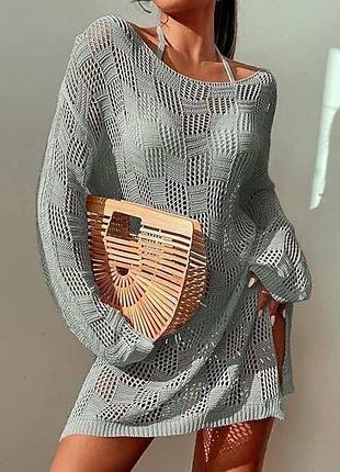 Вʼязаний  джемпер туніка сітка оверсайз shein