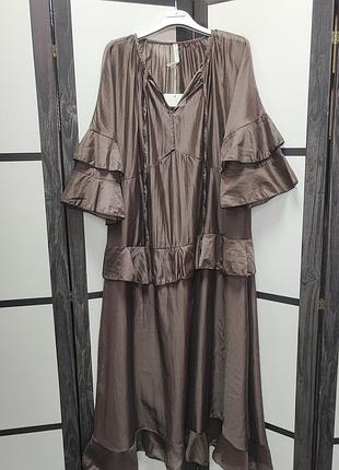 Невагома шоколадна сукня dolce shoulder vita italy2 фото