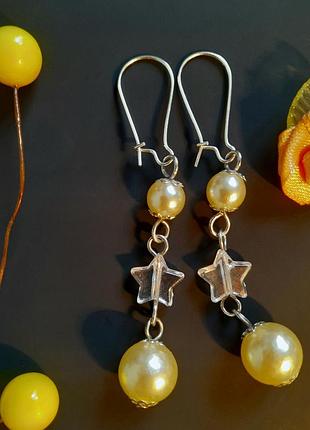 Серьги с зирочкой и жемчужинками.