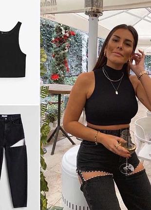 Бавовоняний топ майка в рубчик zara