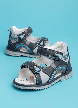 Босоножки для мальчиков a20516-2 серые закрытая пятка