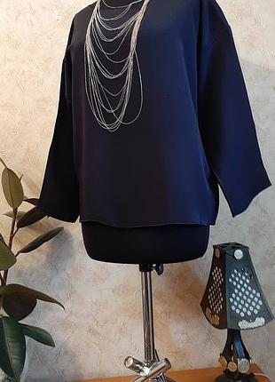 Блузка шовкова max mara темно-синя, розмір 40/m...l