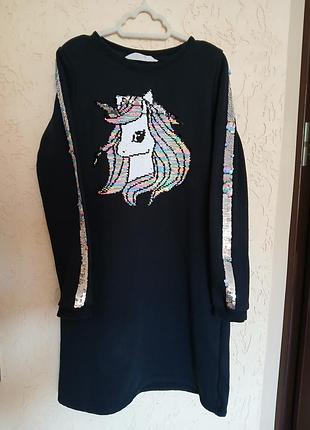 Платье-свитшот h&amp;m с единорогом размер 140 см