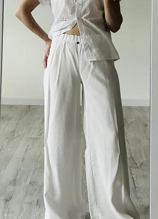 Брюки брюки палаццо молочные белые zara