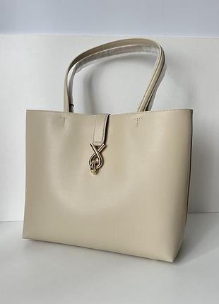 Велика сумка шоппер молочна mianova l tote furla