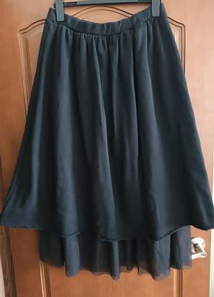 Юбка, черная юбка, черная теплая длинная юбка