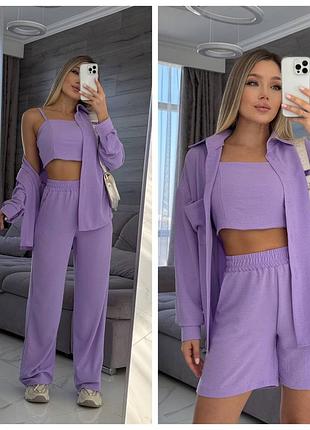 Костюм женский 4в1 брюки, топ, рубашка и шорты al-0242