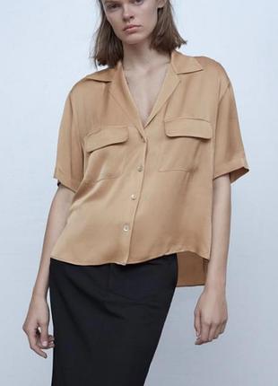 Вільна сатинова сорочка-шведка zara, р.s-m