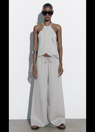 Zara льняная блуза топ