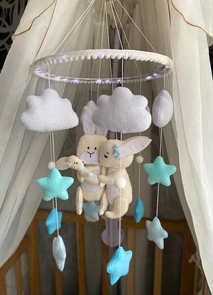Мобиль на кроватку для новорожденного, фетровый мобиль.