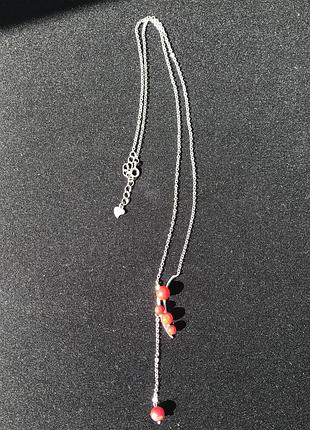 Кольє срібло 925 корал 8