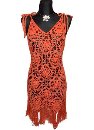 Винтажное вязаное пляжное платье с бахромой forever 21 coachella vintage 2000s y2k