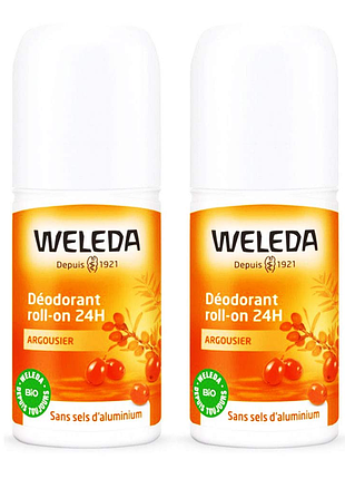 Кульковий дезодорант weleda з обліпихою weleda déodorant argousier roll-on 24h упаковка з 2-х одиниц