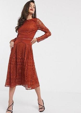 Сукня мереживна  гіпюрова  кружевна ажурна з рукавами  міді ретро   для фотосесії жіноча