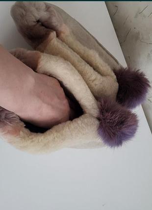 Чувственные тапочки домашние из натуральной овчины