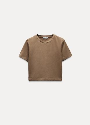 Футболка кроп топ zara коричневий