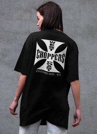 Оверсайз футболка с принтом without choppers black (8049451)